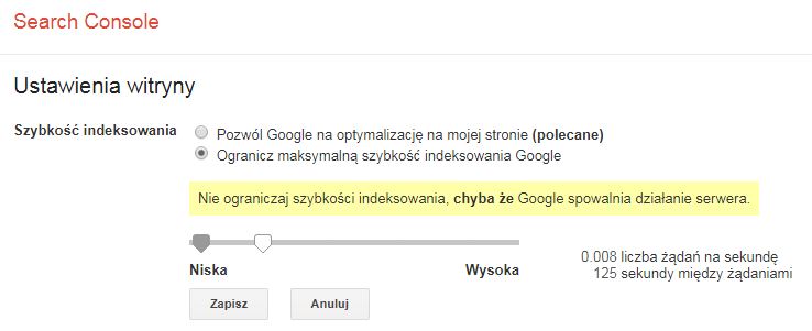 Crawl budget - szybkość indeksowania