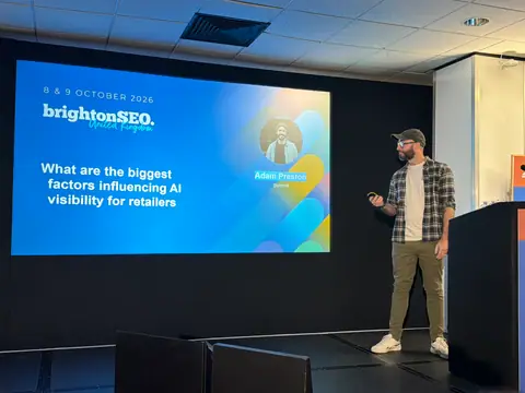 Adam Preston, The Biggest Factors in AI Visibility for Retailers — brightonSEO 2026, zdjęcie 1 (10:34)