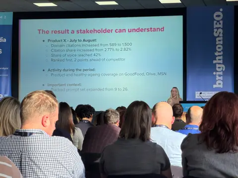 Jane Hunt, Prove It: A Digital PR Playbook for Winning AI Citations and Reporting GEO Impact — brightonSEO 2026, zdjęcie 5 (16:19)