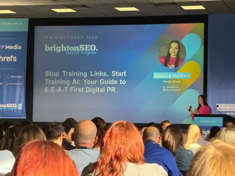 Jessica Hulbert, Stop Training Links, Start Training AI: Your Guide For E-E-A-T First Digital PR — brightonSEO 2026, zdjęcie 2 (15:52)