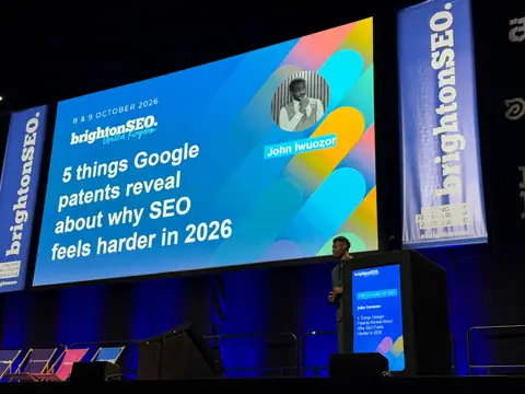 John Iwuozor, 5 Things Google Patents Reveal About Why SEO Feels Harder in 2026 — brightonSEO 2026, zdjęcie 3 (17:04)