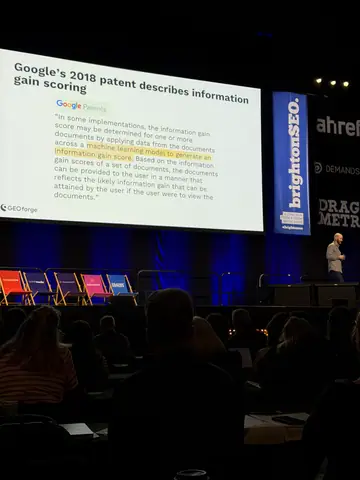 Paris Childress, Information Gain: The Missing Metric in Every GEO Content Strategy? — brightonSEO 2026, zdjęcie 9 (09:58)