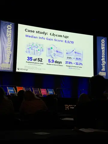 Paris Childress, Information Gain: The Missing Metric in Every GEO Content Strategy? — brightonSEO 2026, zdjęcie 13 (09:59)