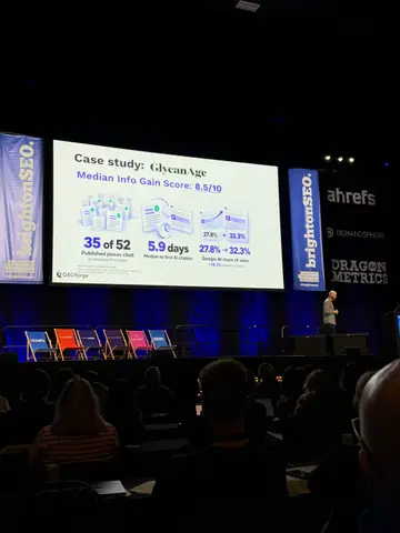 Paris Childress, Information Gain: The Missing Metric in Every GEO Content Strategy? — brightonSEO 2026, zdjęcie 14 (10:00)