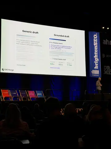 Paris Childress, Information Gain: The Missing Metric in Every GEO Content Strategy? — brightonSEO 2026, zdjęcie 23 (10:05)