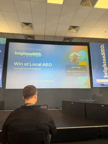 Sam Page, Win at Local AEO: The Wild West of AI Search — brightonSEO 2026, zdjęcie 1 (14:23)