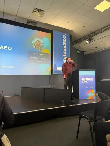 Sam Page, Win at Local AEO: The Wild West of AI Search — brightonSEO 2026, zdjęcie 2 (14:24)