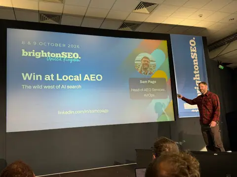 Sam Page, Win at Local AEO: The Wild West of AI Search — brightonSEO 2026, zdjęcie 4 (14:24)