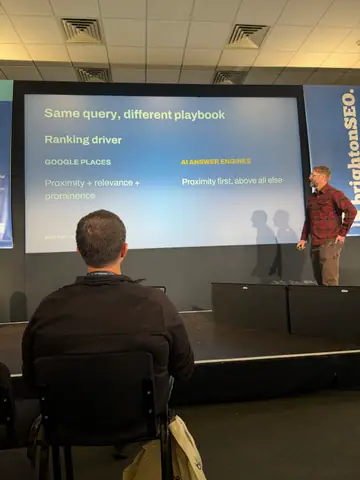 Sam Page, Win at Local AEO: The Wild West of AI Search — brightonSEO 2026, zdjęcie 11 (14:25)