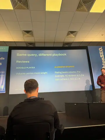 Sam Page, Win at Local AEO: The Wild West of AI Search — brightonSEO 2026, zdjęcie 12 (14:27)