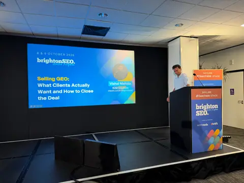 Vishal Mahida, Selling GEO: What Clients Actually Want and How to Close the Deal — brightonSEO 2026, zdjęcie 1 (11:59)