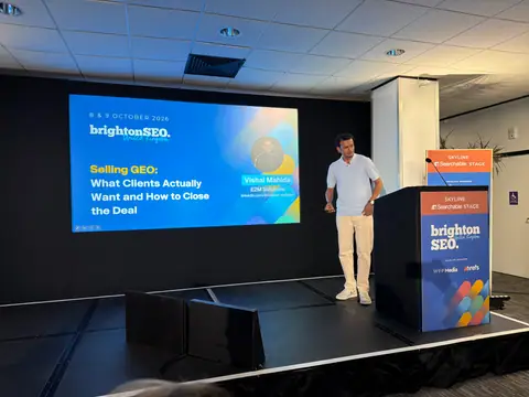 Vishal Mahida, Selling GEO: What Clients Actually Want and How to Close the Deal — brightonSEO 2026, zdjęcie 2 (11:59)