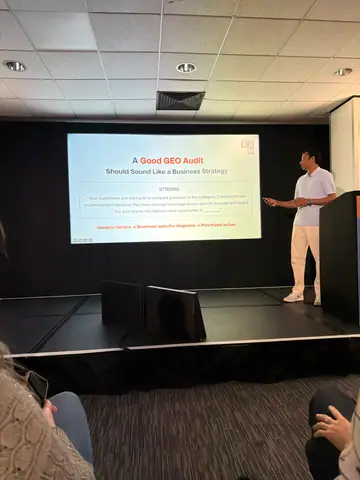 Vishal Mahida, Selling GEO: What Clients Actually Want and How to Close the Deal — brightonSEO 2026, zdjęcie 5 (12:03)